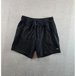 ALO Yoga Chill Shorts Mens Small Black 7" French Terry Athleisure Gym Casual